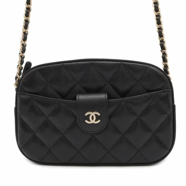 シャネル チェーンショルダーバッグ マトラッセ ココマーク ラムスキン AP3998 CHANEL バッグ ポシェット 黒