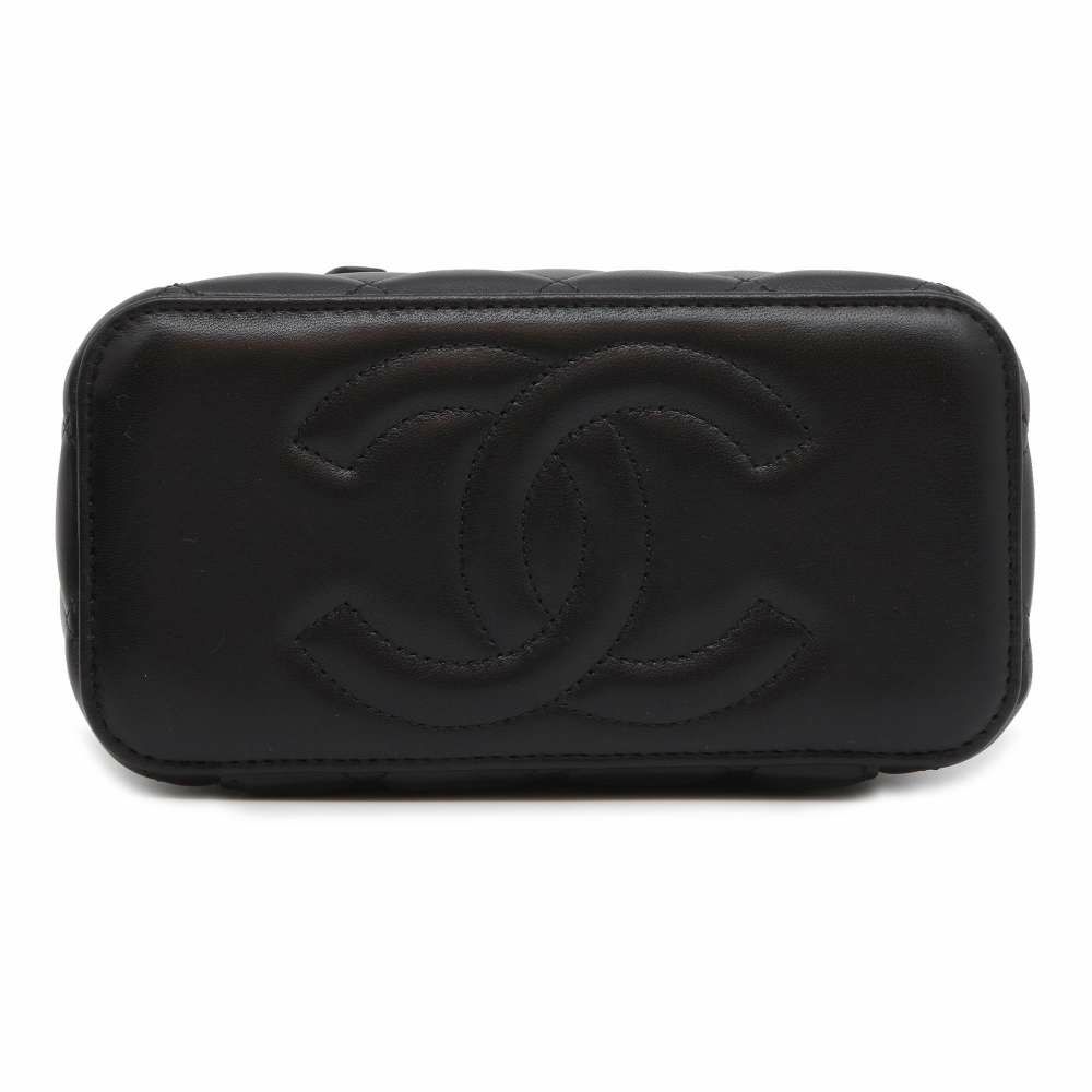 シャネル チェーンショルダーバッグ マトラッセ ココマーク ヴァニティケース ラムスキン AP2199 CHANEL 黒