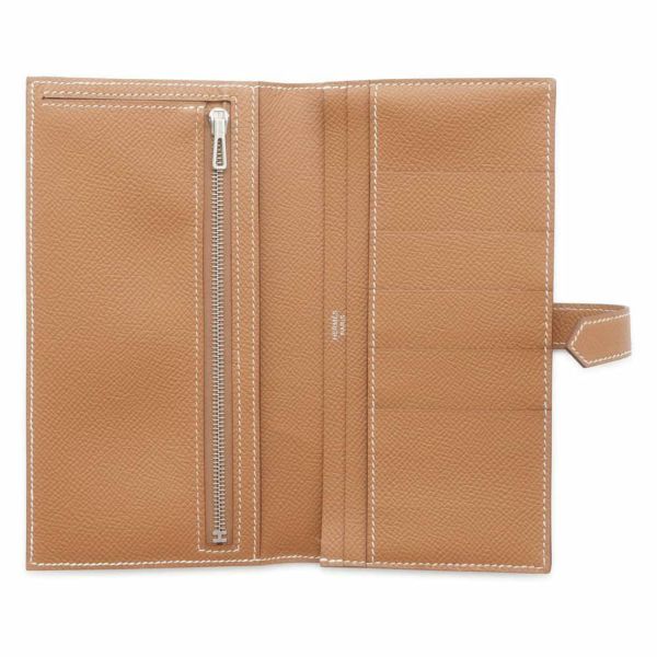 エルメス 長財布 ベアンスフレ ゴールド/シルバー金具 ヴォーエプソン B刻印 HERMES 財布