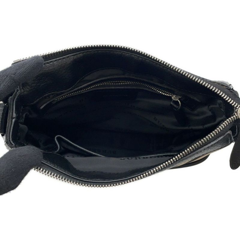 バーバリー ショルダーバッグ チェック キャンバス レザー BURBERRY バッグ 黒
