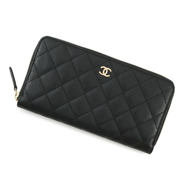 シャネル 長財布 マトラッセ クラシック ロング ジップ ウォレット ココマーク キャビアスキン A50097 CHANEL 黒