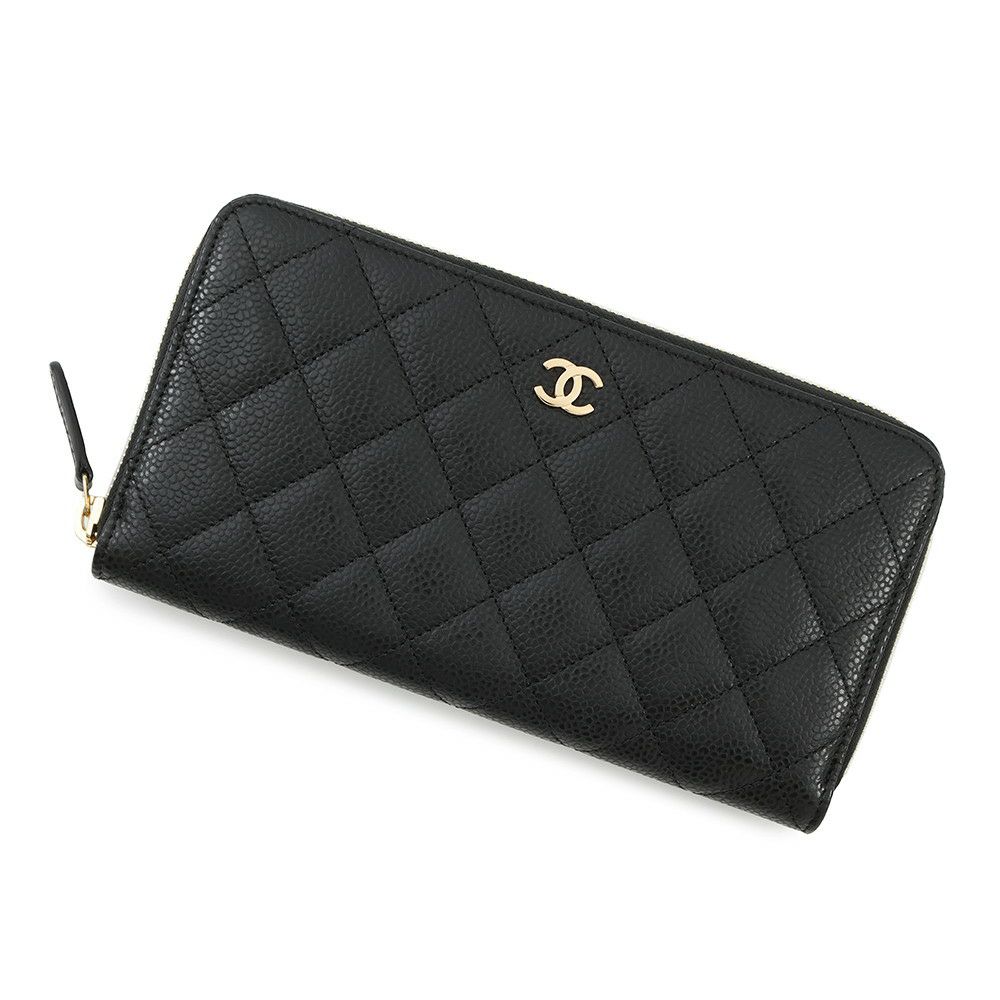 シャネル 長財布 マトラッセ クラシック ロング ジップ ウォレット ココマーク キャビアスキン A50097 CHANEL 黒