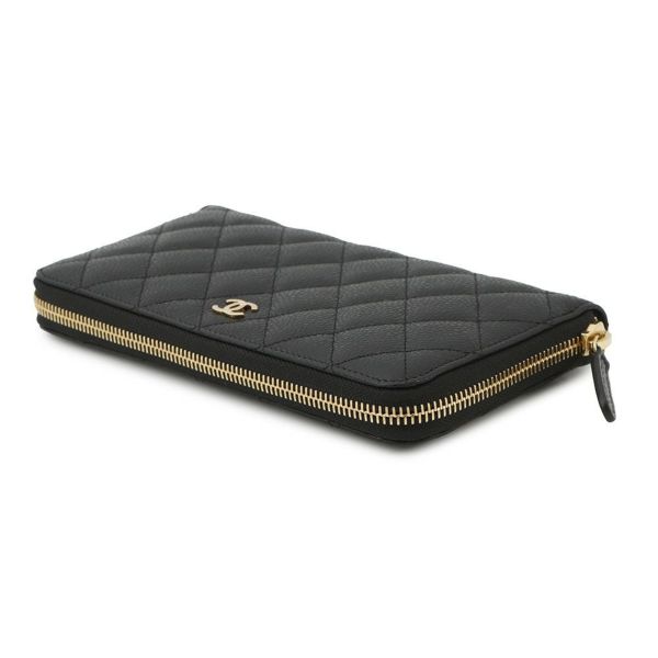 シャネル 長財布 マトラッセ クラシック ロング ジップ ウォレット ココマーク キャビアスキン A50097 CHANEL 黒