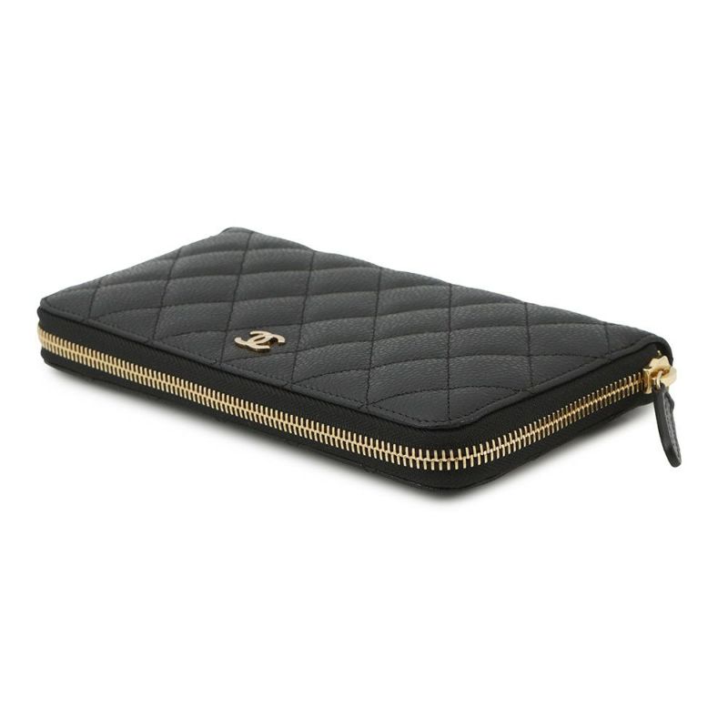 シャネル 長財布 マトラッセ クラシック ロング ジップ ウォレット ココマーク キャビアスキン A50097 CHANEL 黒
