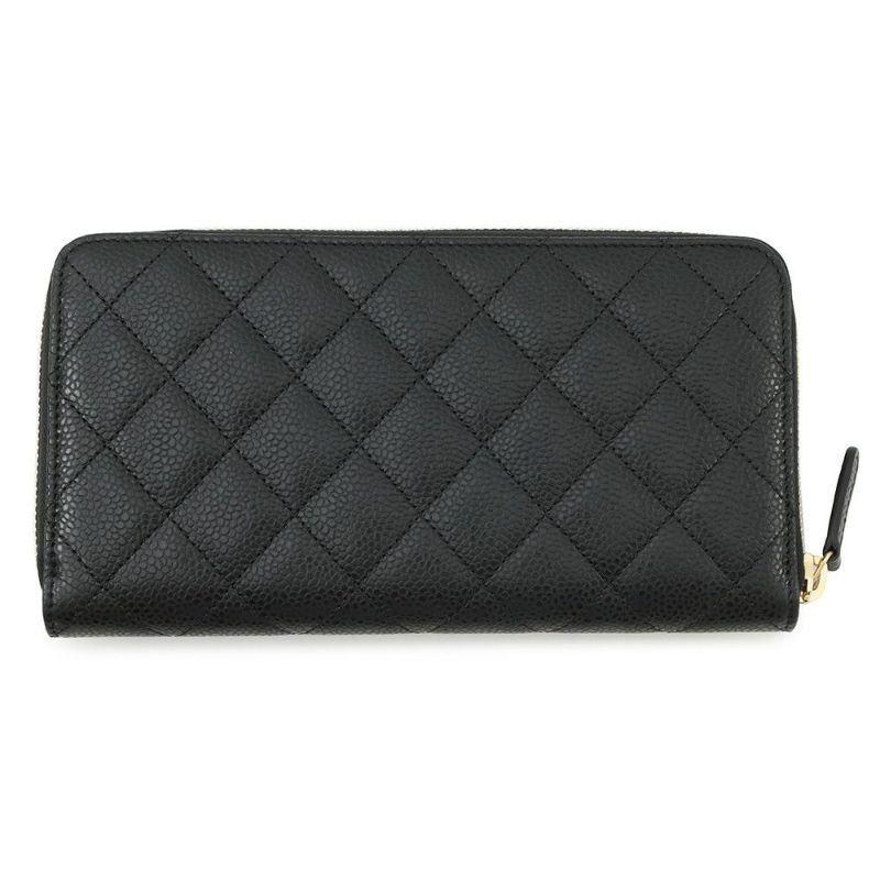 シャネル 長財布 マトラッセ クラシック ロング ジップ ウォレット ココマーク キャビアスキン A50097 CHANEL 黒