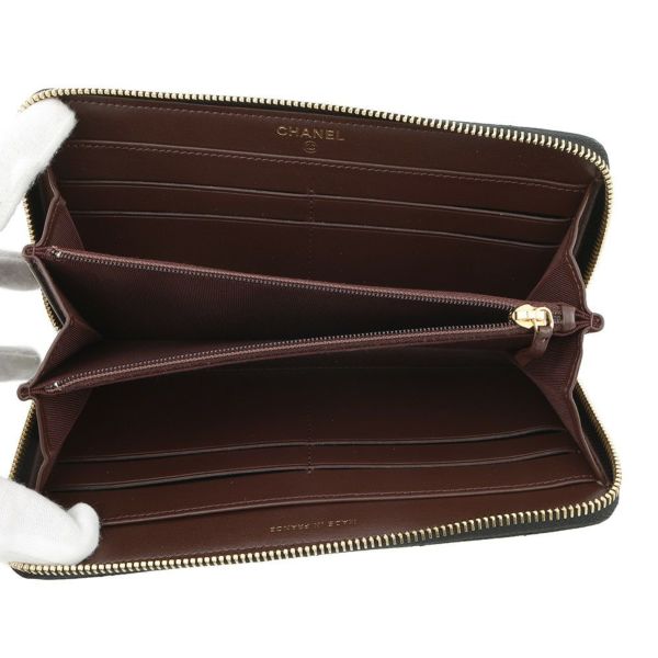 シャネル 長財布 マトラッセ クラシック ロング ジップ ウォレット ココマーク キャビアスキン A50097 CHANEL 黒