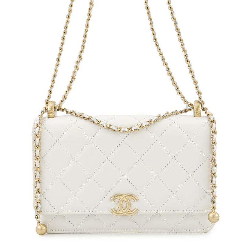 シャネル チェーンウォレット マトラッセ ココマーク ラムスキン AP2289 CHANEL ショルダーバッグ 財布 白
