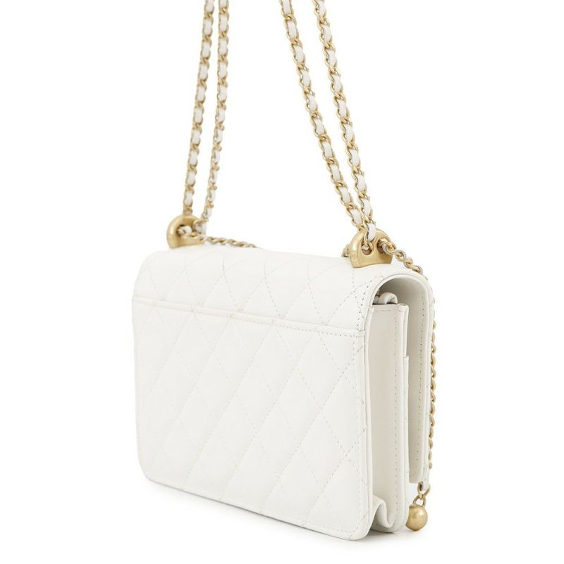 シャネル チェーンウォレット マトラッセ ココマーク ラムスキン AP2289 CHANEL ショルダーバッグ 財布 白