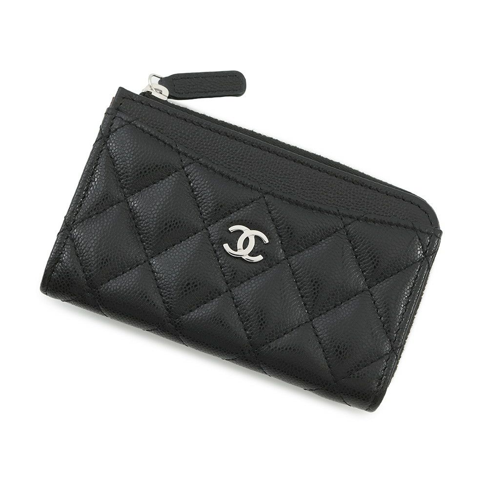 シャネル コインケース マトラッセ ココマーク キャビアスキン AP3179 フラグメント カードケース 黒