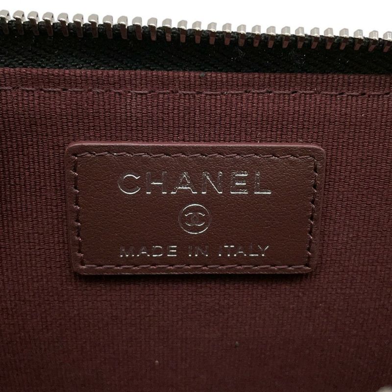 シャネル コインケース マトラッセ ココマーク キャビアスキン AP3179 フラグメント カードケース 黒