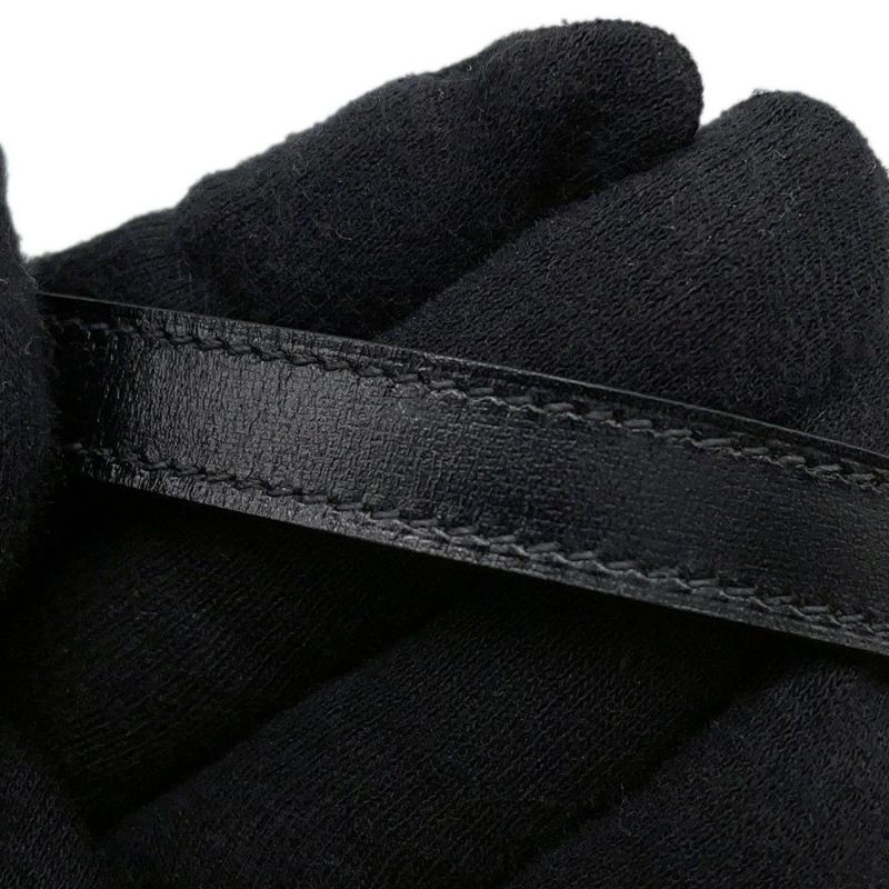 エルメス ブレスレット ケリー ドゥブルトゥール ブラック/ピンクゴールド金具 ボックスカーフ B刻印 黒