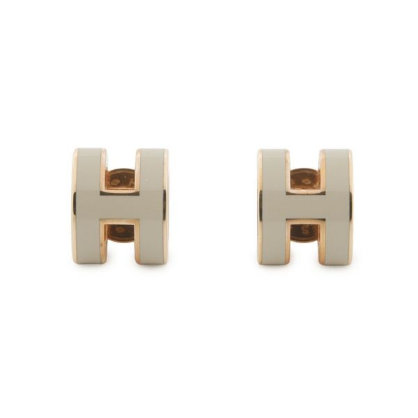 エルメス ピアス ミニ・ポップアッシュ マロングラッセ/ピンクゴールド金具 Hモチーフ HERMES Pop H ポップH