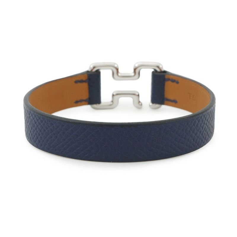 エルメス ブレスレット トゥナイト ネイビー/シルバー金具 エプソン B刻印 サイズT5 HERMES メンズ アクセサリー