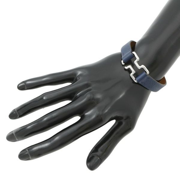 エルメス ブレスレット トゥナイト ネイビー/シルバー金具 エプソン B刻印 サイズT5 HERMES メンズ アクセサリー