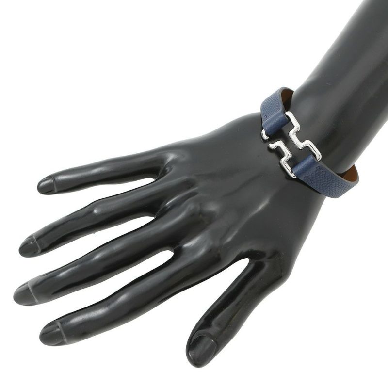 エルメス ブレスレット トゥナイト ネイビー/シルバー金具 エプソン B刻印 サイズT5 HERMES メンズ アクセサリー