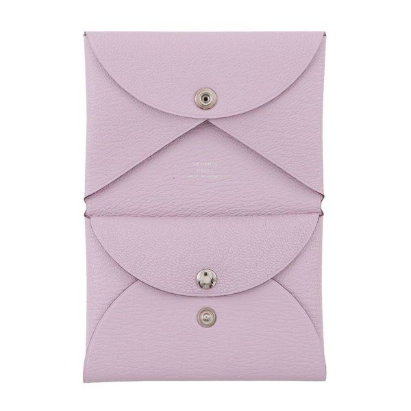 エルメス コインケース カルヴィ デュオ モーヴシルベストル/シルバー金具 シェブルミゾル U刻印 財布 シェーブル