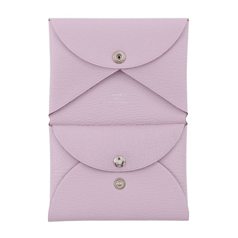 エルメス コインケース カルヴィ デュオ モーヴシルベストル/シルバー金具 シェブルミゾル U刻印 財布 シェーブル