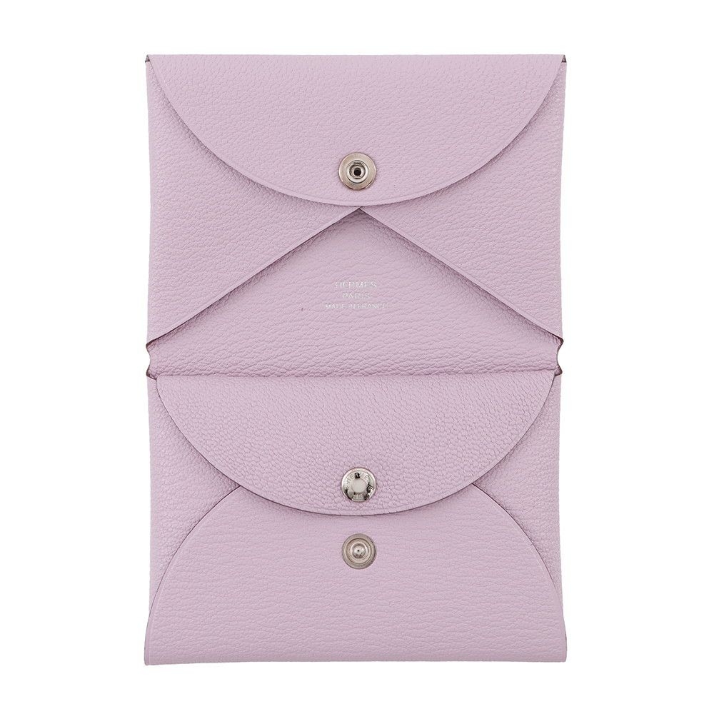 エルメス コインケース カルヴィ デュオ モーヴシルベストル/シルバー金具 シェブルミゾル U刻印 財布 シェーブル