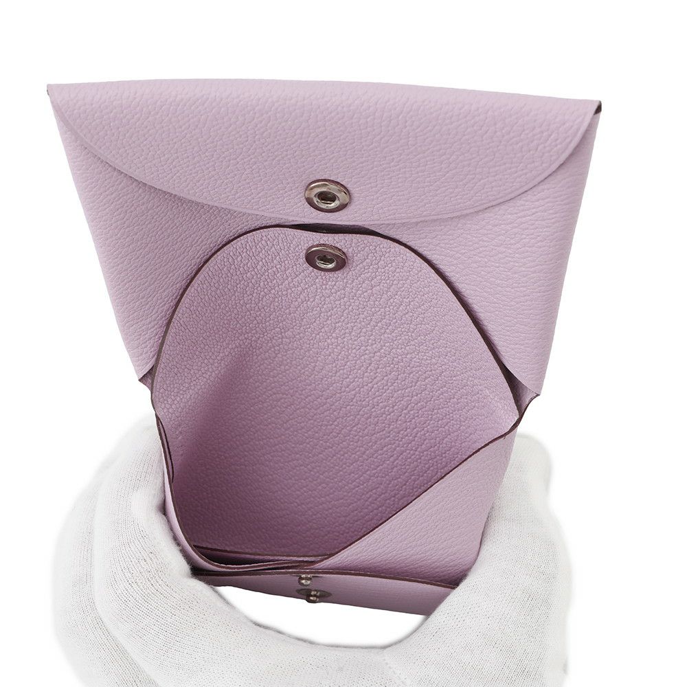 エルメス コインケース カルヴィ デュオ モーヴシルベストル/シルバー金具 シェブルミゾル U刻印 財布 シェーブル