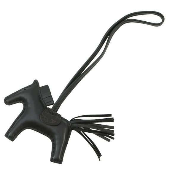 エルメス バッグチャーム ロデオ PM タッチ ブラック ラムスキン/アリゲータマット Z刻印 黒