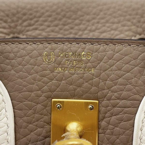 エルメス バーキン25 エトゥープ/ホワイト/マットゴールド金具 トリヨンクレマンス B刻印 HERMES Birkin SPO