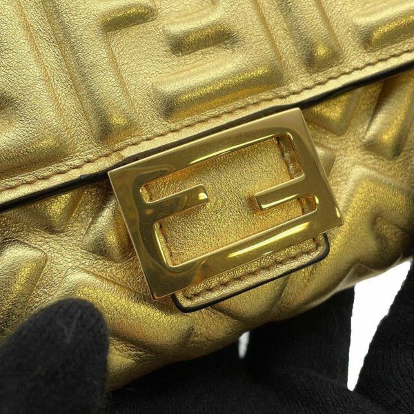 フェンディ 二つ折り財布 エンボス FF 8M0419 FENDI 財布 ゴールド