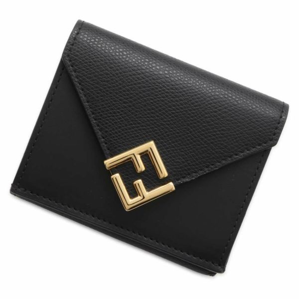 フェンディ 三つ折り財布 FFダイヤモンド レザー 8M0480 FENDI 財布 黒