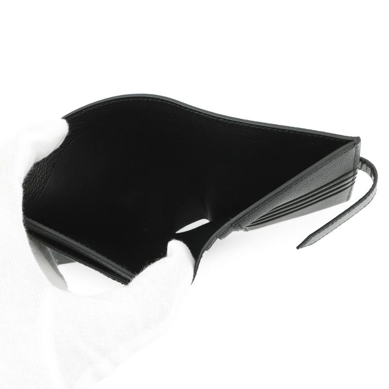 エルメス 二つ折り財布 ベアンコンパクト ブラック/ゴールド金具 リザード W刻印 黒