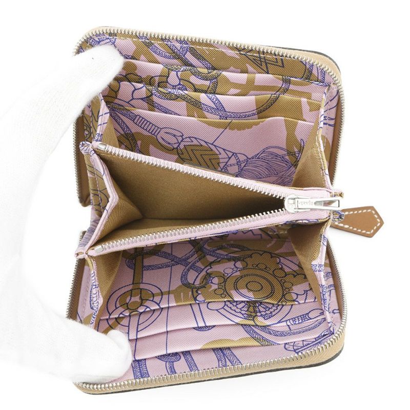 エルメス コインケース アザップコンパクト シルクイン チャイ/シルバー金具 エプソン W刻印