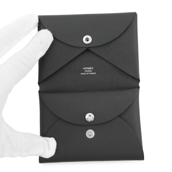 エルメス コインケース カルヴィ デュオ ヴェールマングローブ/シルバー金具 エプソン W刻印 財布