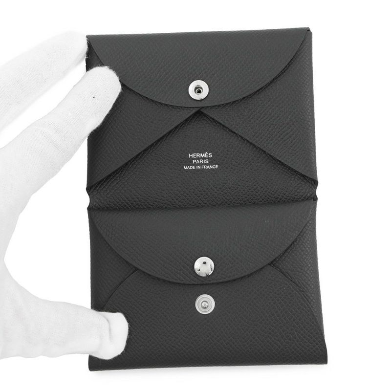 エルメス コインケース カルヴィ デュオ ヴェールマングローブ/シルバー金具 エプソン W刻印 財布