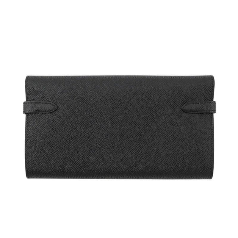 エルメス 長財布 ケリーウォレット ロング ブラック/ゴールド金具 エプソン D刻印 HERMES 財布 黒