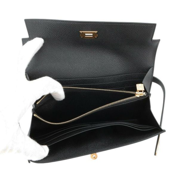 エルメス 長財布 ケリーウォレット ロング ブラック/ゴールド金具 エプソン D刻印 HERMES 財布 黒