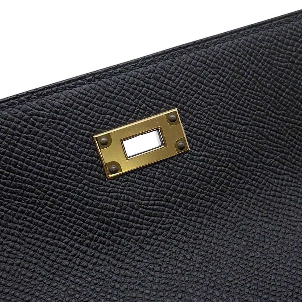 エルメス 長財布 ケリーウォレット ロング ブラック/ゴールド金具 エプソン D刻印 HERMES 財布 黒