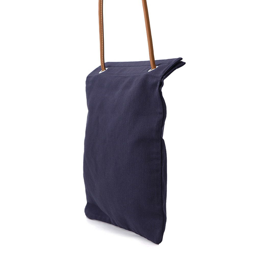 エルメス ショルダーバッグ サック アリーヌMM ブルーインディゴ/ゴールド/シルバー金具 トワルシェブロン K刻印