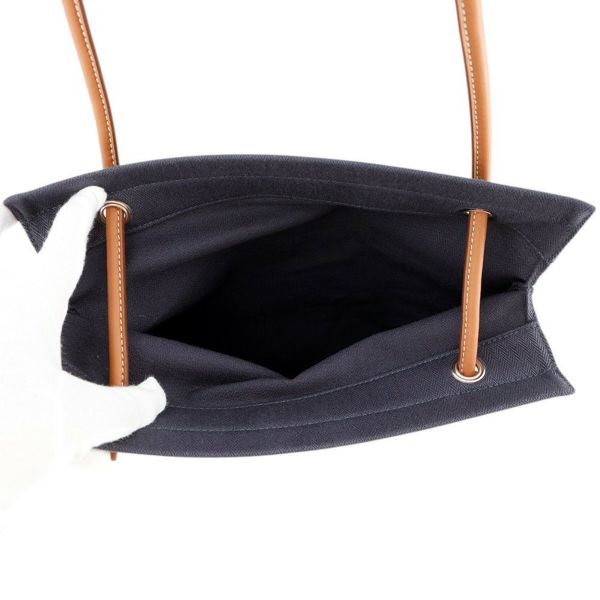 エルメス ショルダーバッグ サック アリーヌMM ブルーインディゴ/ゴールド/シルバー金具 トワルシェブロン K刻印