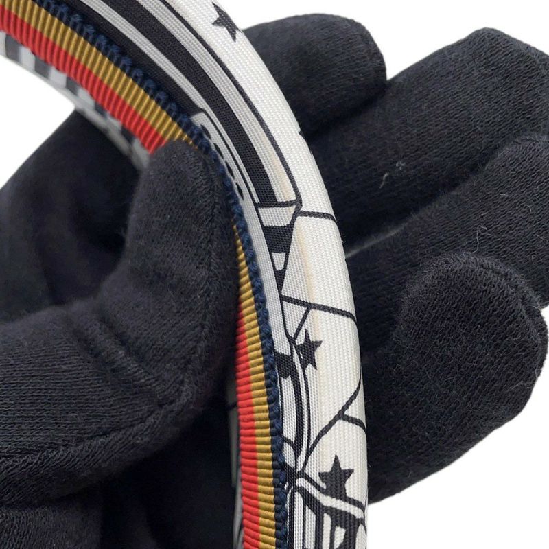 エルメス カチューシャ ジナ ジグザグ シルク HERMES ヘアアクセサリー 白 黒