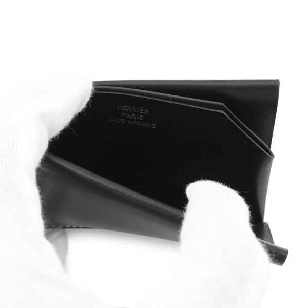 エルメス カードケース Hセリエ ブラック ボックスカーフ W刻印 HERMES カード 黒