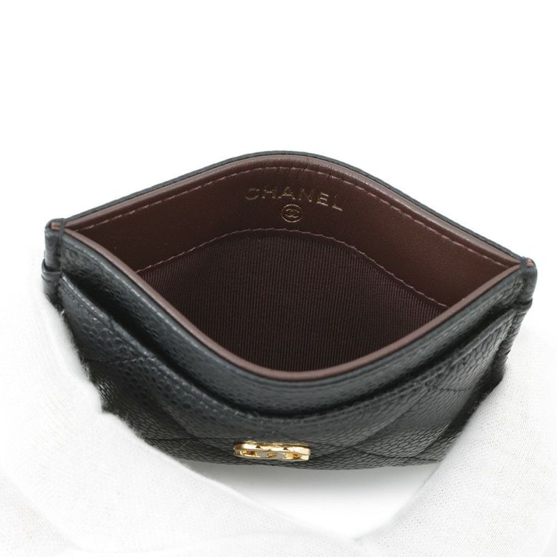 シャネル カードケース クラシック マトラッセ ココマーク キャビアスキン AP0213 CHANEL 定期入れ 名刺入れ パスケース 黒