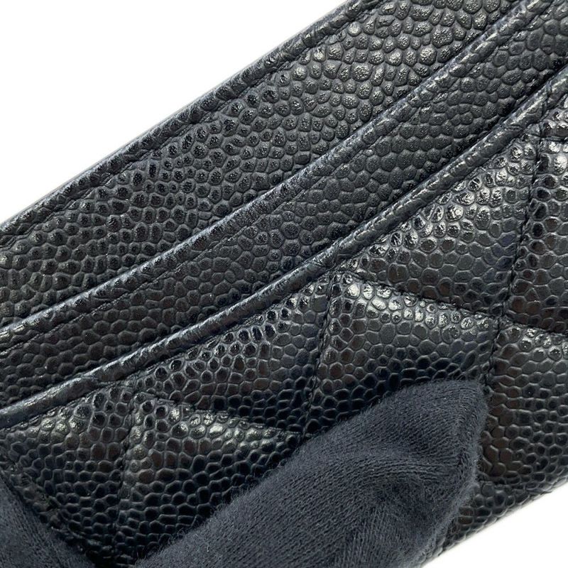 シャネル カードケース クラシック マトラッセ ココマーク キャビアスキン AP0213 CHANEL 定期入れ 名刺入れ パスケース 黒