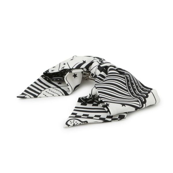 エルメス バレッタ グルネル ジグザグ PM HERMES シルク 白 黒