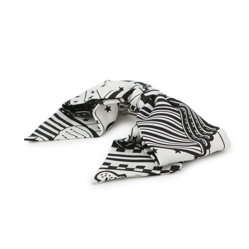 エルメス バレッタ グルネル ジグザグ PM HERMES シルク 白 黒