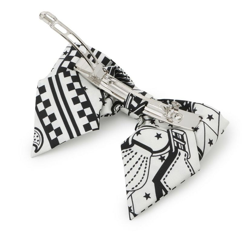 エルメス バレッタ グルネル ジグザグ PM HERMES シルク 白 黒