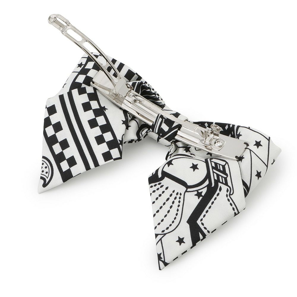 エルメス バレッタ グルネル ジグザグ PM HERMES シルク 白 黒