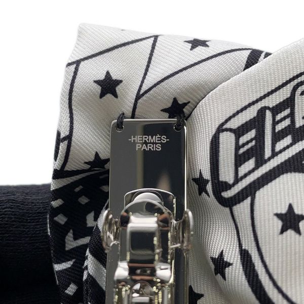 エルメス バレッタ グルネル ジグザグ PM HERMES シルク 白 黒