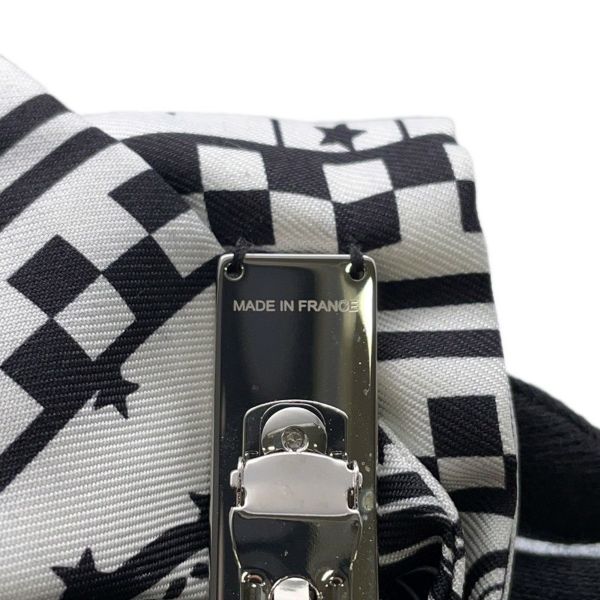 エルメス バレッタ グルネル ジグザグ PM HERMES シルク 白 黒