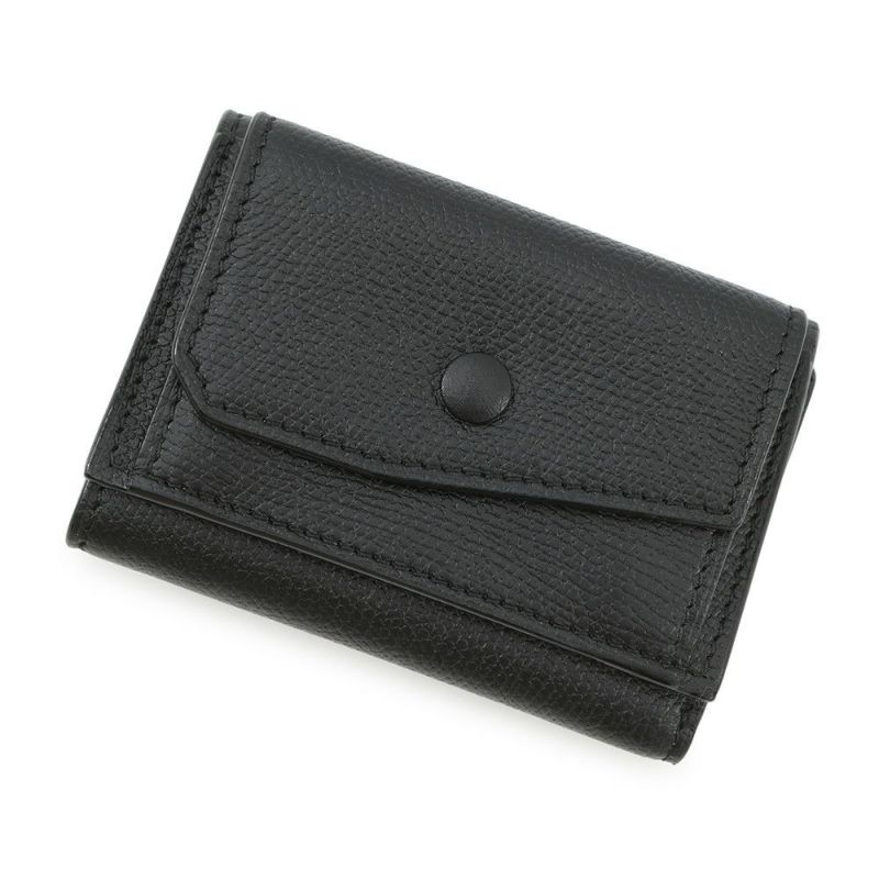 ヴァレクストラ 三つ折り財布 グリップ コンパクトパース ソフトカーフレザー SGNL0026028 Valextra 黒