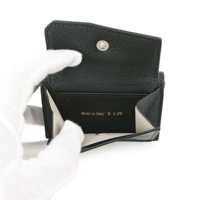 ヴァレクストラ 三つ折り財布 グリップ コンパクトパース ソフトカーフレザー SGNL0026028 Valextra 黒