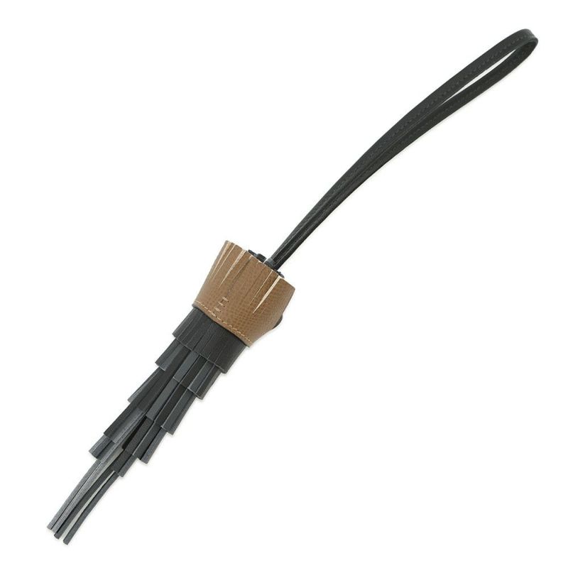 エルメス バッグチャーム シュエット ブラック/グリミスティ/アルザン ラムスキン/スイフト W刻印 フクロウ