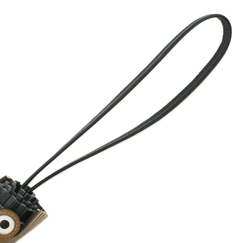 エルメス バッグチャーム シュエット ブラック/グリミスティ/アルザン ラムスキン/スイフト W刻印 フクロウ